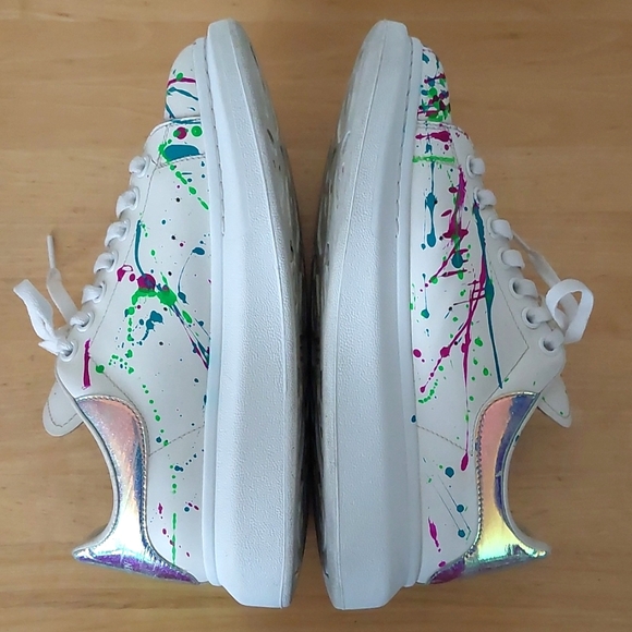 Alexander Mcqueen Abstract Colorful Painted White Leather Sneaker - Picture 7 of 16